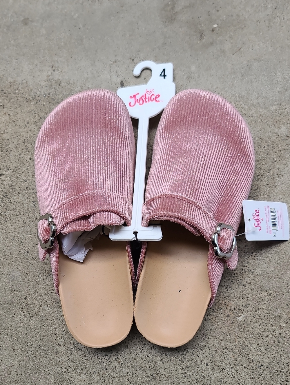 Justice Girls Rose Pink Velvet Slip-On Mules with Buckle